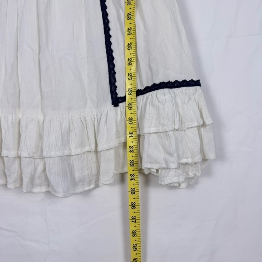 Vintage White Off Shoulder Dress L Smocked Ruffle Lace Gypsy Hippie 70s Festival - Picture 10 of 10